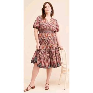 Conditions Apply Anthropologie‎ Plus Size Puff Sleeve Pink Dress Size 20W NWOT